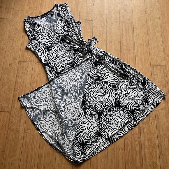 Attention Zebra Print Faux Wrap Dress - Picture 2 of 5